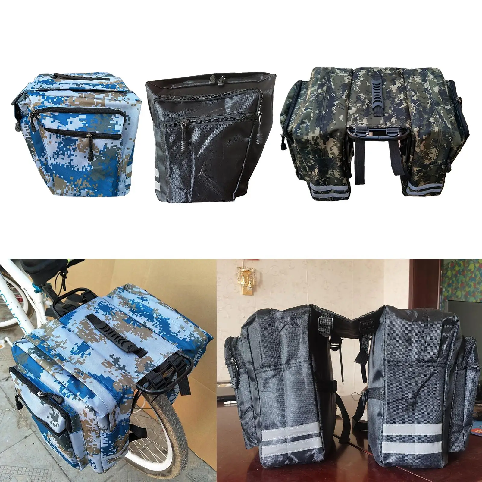 Bicycle Bag 50L Nylon Bike Bag Rear Rack Trunk Bike Luggage Back Seat Pannier Reflective Cycling Storage Bag Bicycle Accessories