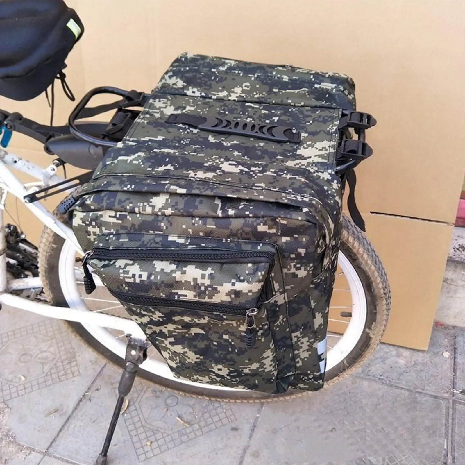 Bicycle Bag 50L Nylon Bike Bag Rear Rack Trunk Bike Luggage Back Seat Pannier Reflective Cycling Storage Bag Bicycle Accessories