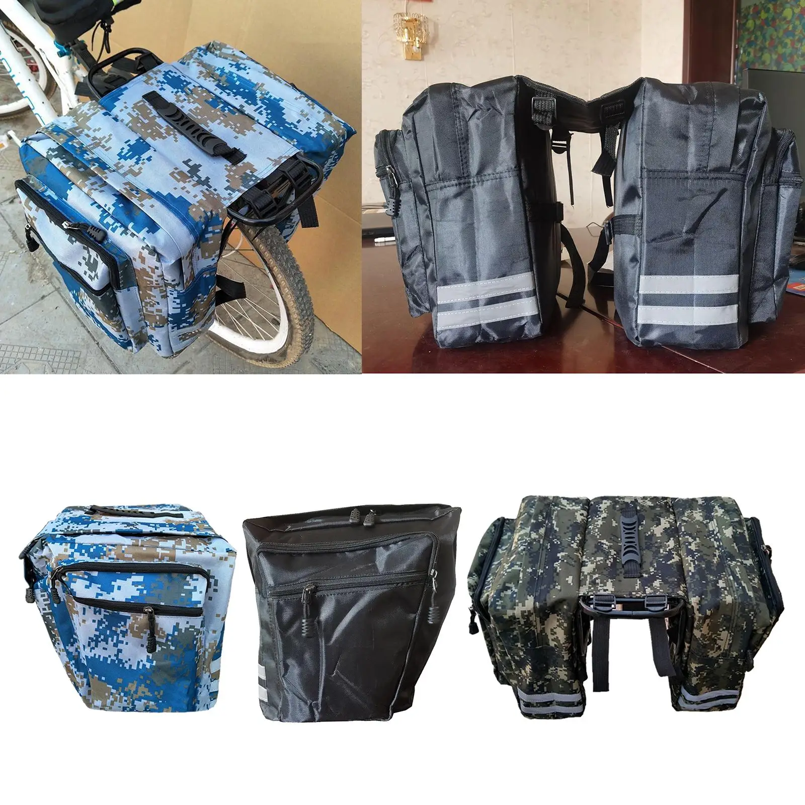 Bicycle Bag 50L Nylon Bike Bag Rear Rack Trunk Bike Luggage Back Seat Pannier Reflective Cycling Storage Bag Bicycle Accessories