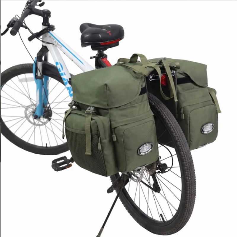 Bicycle Bag 50L Nylon Bike Bag Rear Rack Trunk Bike Luggage Back Seat Pannier Reflective Cycling Storage Bag Bicycle Accessories