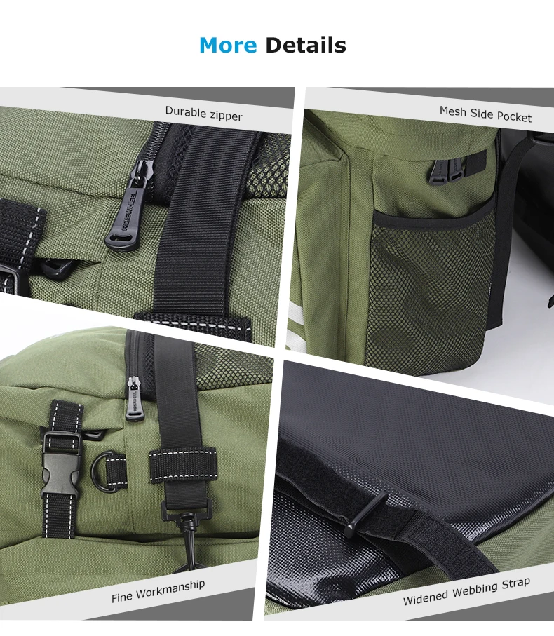 Bicycle Bag 50L Nylon Bike Bag Rear Rack Trunk Bike Luggage Back Seat Pannier Reflective Cycling Storage Bag Bicycle Accessories