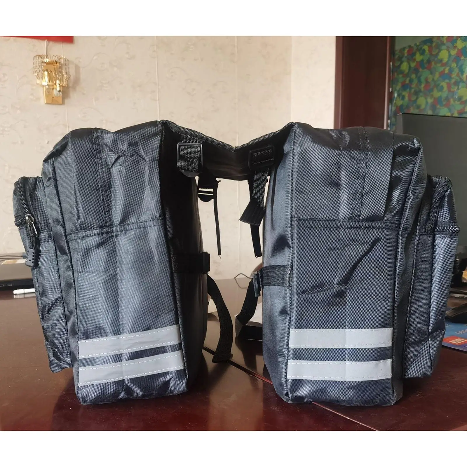 Bicycle Bag 50L Nylon Bike Bag Rear Rack Trunk Bike Luggage Back Seat Pannier Reflective Cycling Storage Bag Bicycle Accessories