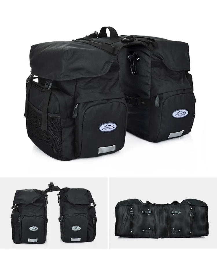 2026 Bicycle Bag 50L Nylon Bike Rear Rack Trunk Bike Luggage Back Seat Pannier Reflective Cycling Storage Bicycle Accessories