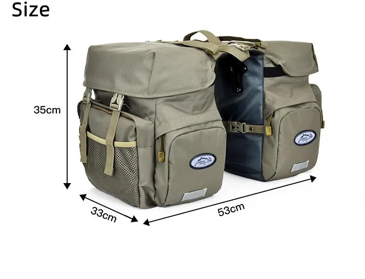 2026 Bicycle Bag 50L Nylon Bike Rear Rack Trunk Bike Luggage Back Seat Pannier Reflective Cycling Storage Bicycle Accessories
