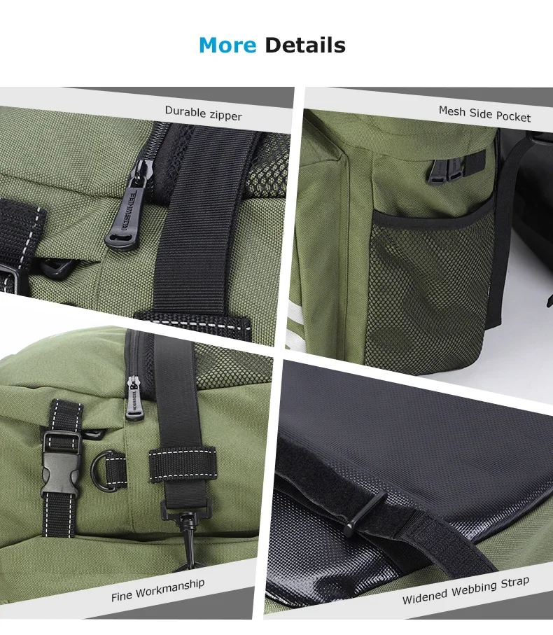 2026 Bicycle Bag 50L Nylon Bike Rear Rack Trunk Bike Luggage Back Seat Pannier Reflective Cycling Storage Bicycle Accessories