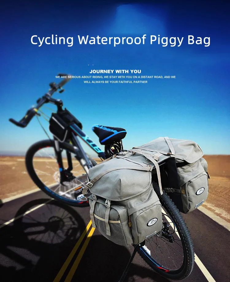 2026 Bicycle Bag 50L Nylon Bike Rear Rack Trunk Bike Luggage Back Seat Pannier Reflective Cycling Storage Bicycle Accessories