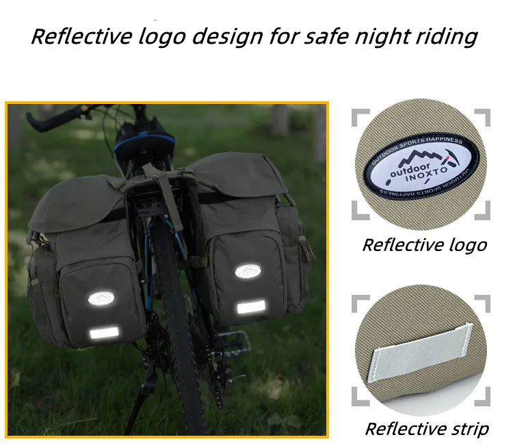 2026 Bicycle Bag 50L Nylon Bike Rear Rack Trunk Bike Luggage Back Seat Pannier Reflective Cycling Storage Bicycle Accessories