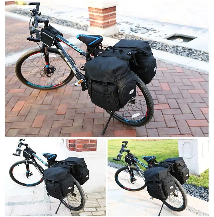 2026 Bicycle Bag 50L Nylon Bike Rear Rack Trunk Bike Luggage Back Seat Pannier Reflective Cycling Storage Bicycle Accessories