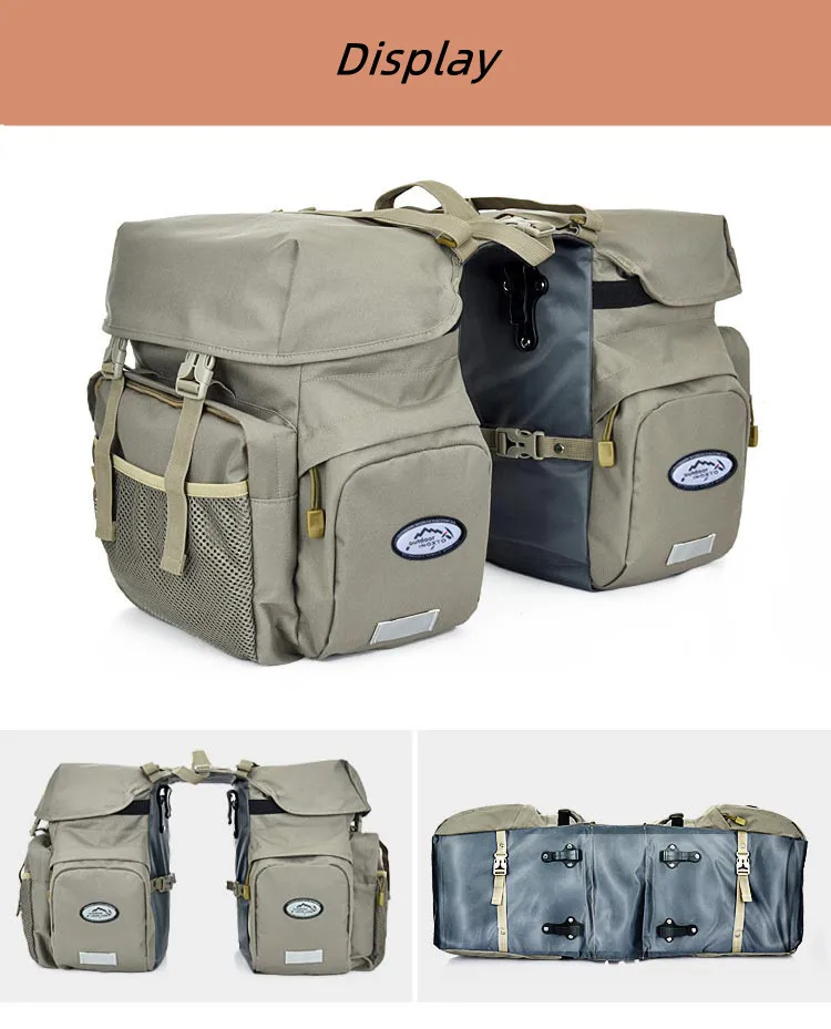 2026 Bicycle Bag 50L Nylon Bike Rear Rack Trunk Bike Luggage Back Seat Pannier Reflective Cycling Storage Bicycle Accessories