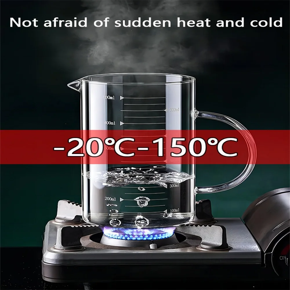 250/350/500/1000ml Glass Measuring Cup With Handle 1pc High Borosilicate Glass Milk Coffe Measuring Mug Heat-resistant Cup