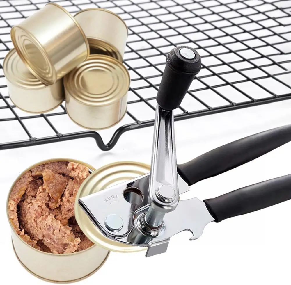Manual 360 Degree Rotation Stainless Steel Can And Bottle Opener With Single Handle Side Opening Multi Purpose For Easy Opening