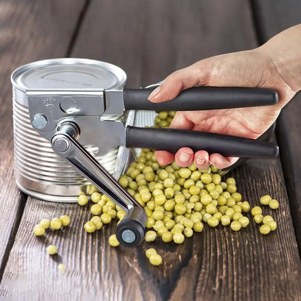 Manual 360 Degree Rotation Stainless Steel Can And Bottle Opener With Single Handle Side Opening Multi Purpose For Easy Opening