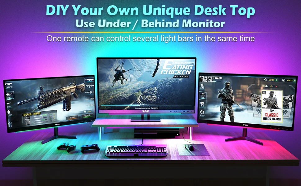 Under Monitor Light Bar RGB Dreamcolor Ambient Neon Sign with Remote Controller for Game Room Decoration Gaming Setup Desk Lamp