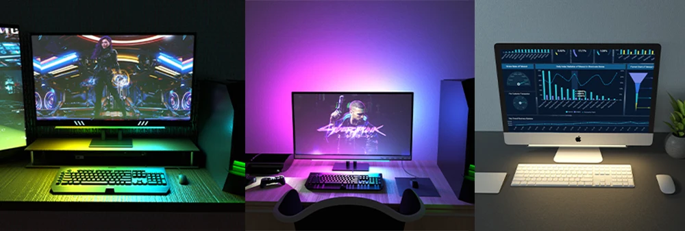 Under Monitor Light Bar RGB Dreamcolor Ambient Neon Sign with Remote Controller for Game Room Decoration Gaming Setup Desk Lamp