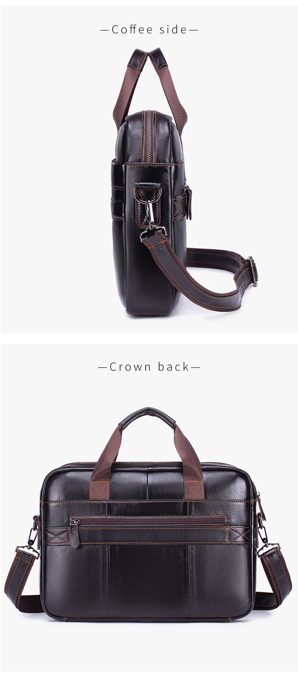 Leather Men's Briefcase, Large Capacity Business Office Bag, Cowhide Computer Bag, Can Be Carried by Hand or Shoulder