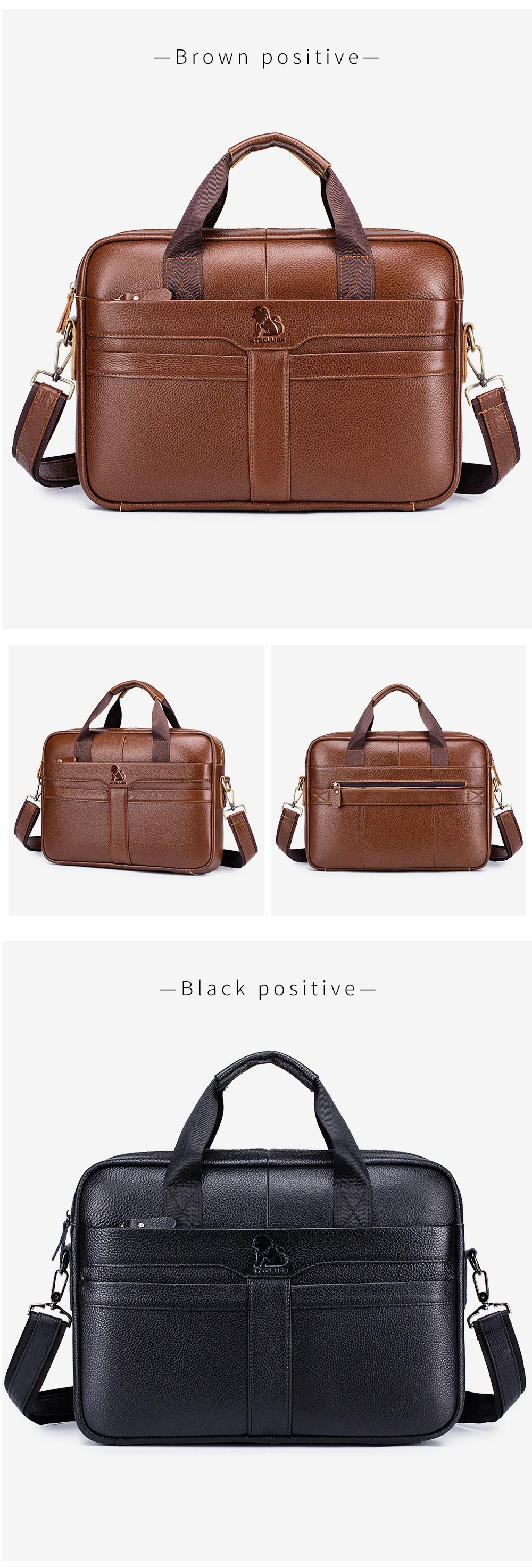 Leather Men's Briefcase, Large Capacity Business Office Bag, Cowhide Computer Bag, Can Be Carried by Hand or Shoulder