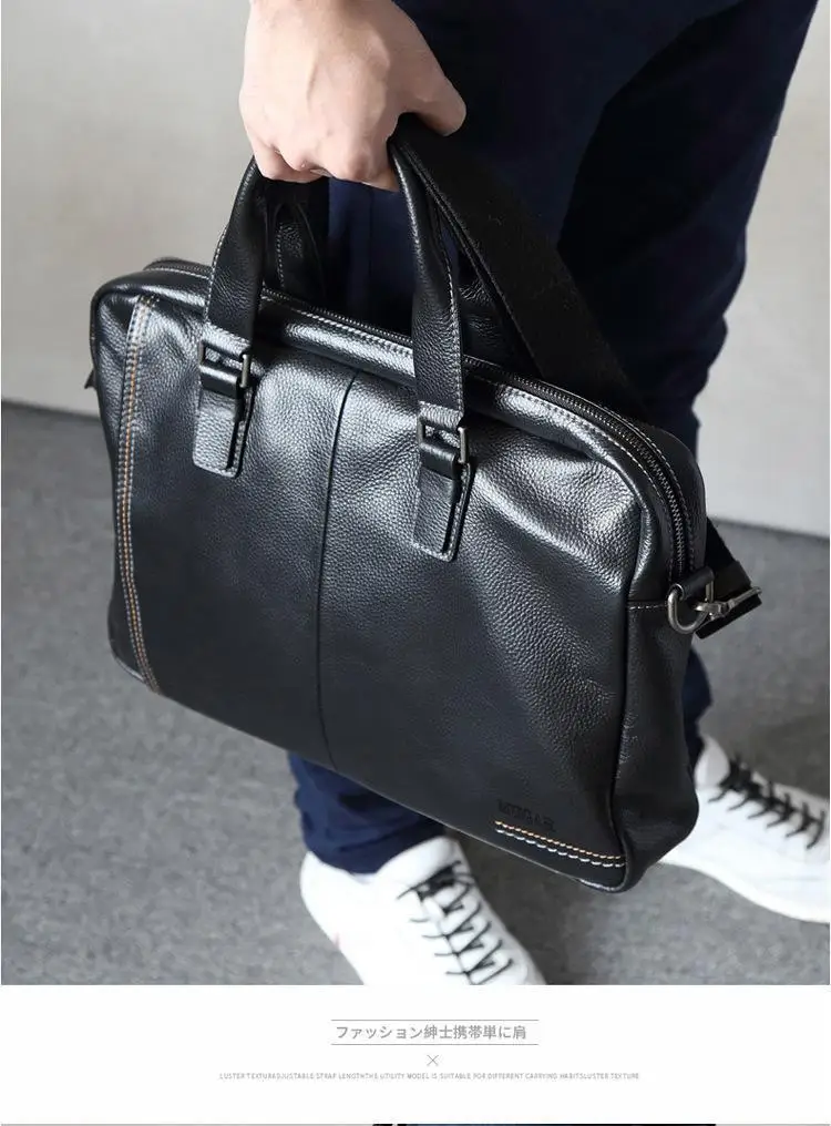 High Quality Cowhide Men's Business Handbag shoulder bag 100% Genuine leather Briefcase for men Commuting crossbody bag