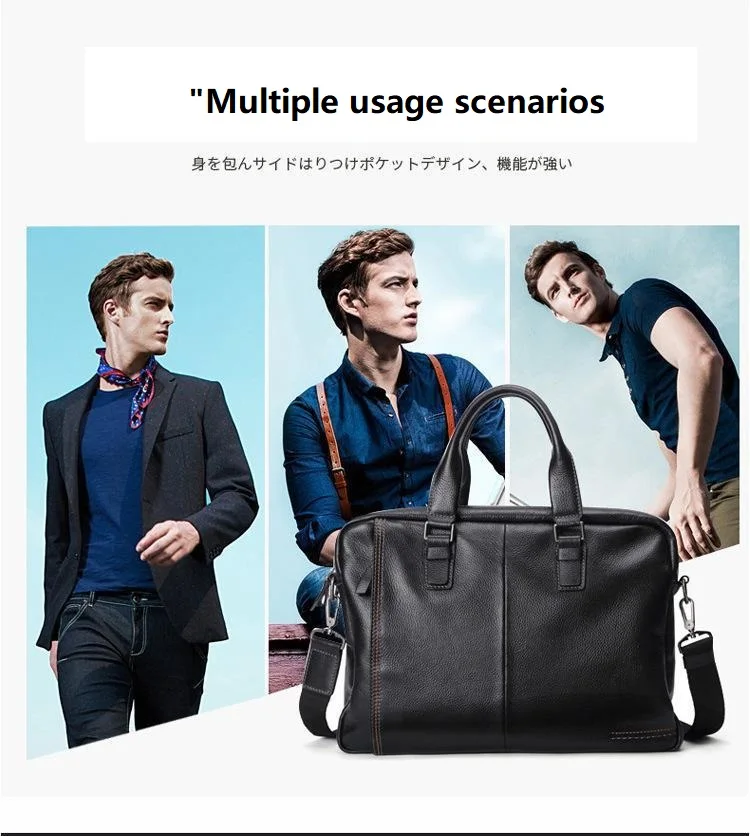 High Quality Cowhide Men's Business Handbag shoulder bag 100% Genuine leather Briefcase for men Commuting crossbody bag