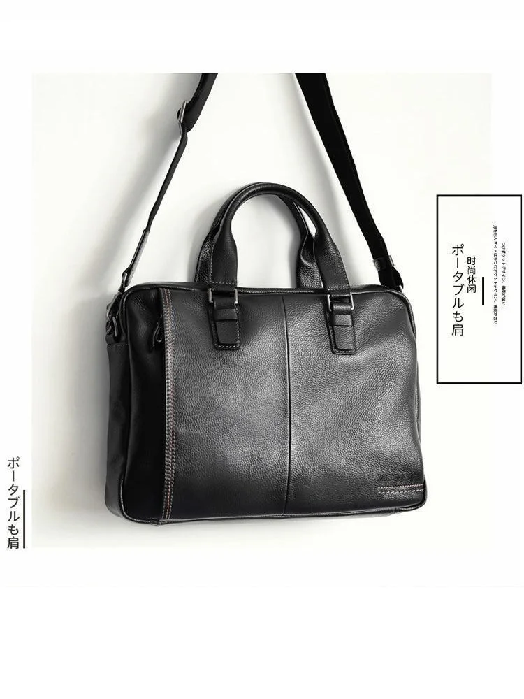 High Quality Cowhide Men's Business Handbag shoulder bag 100% Genuine leather Briefcase for men Commuting crossbody bag