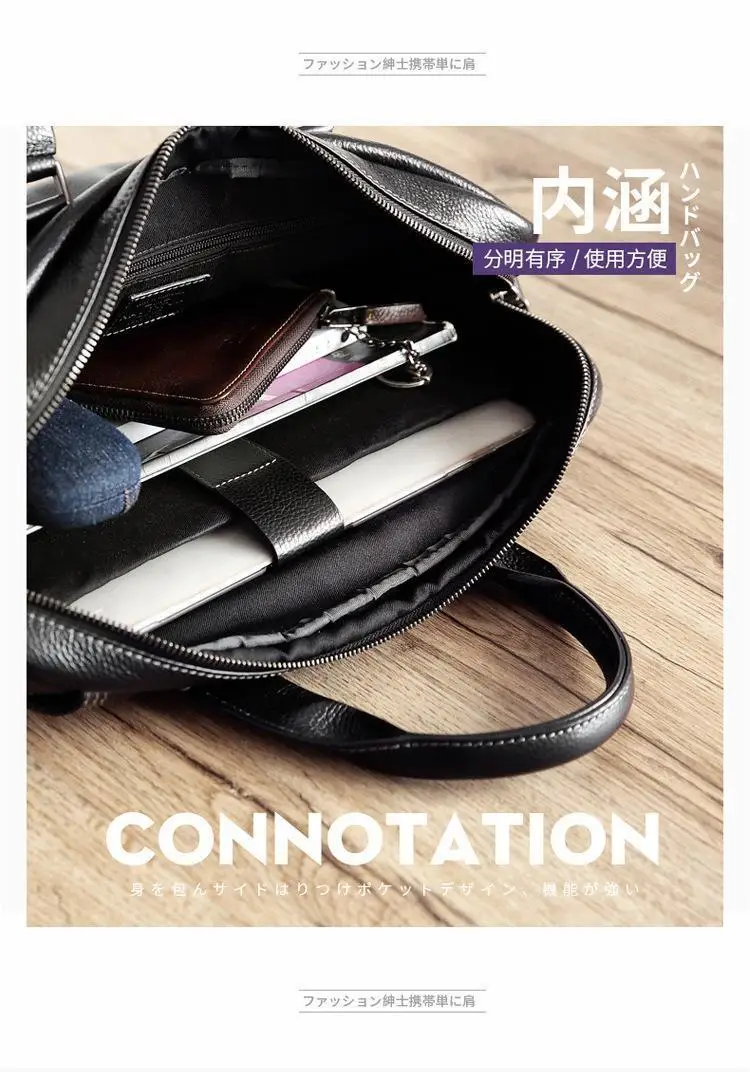 High Quality Cowhide Men's Business Handbag shoulder bag 100% Genuine leather Briefcase for men Commuting crossbody bag