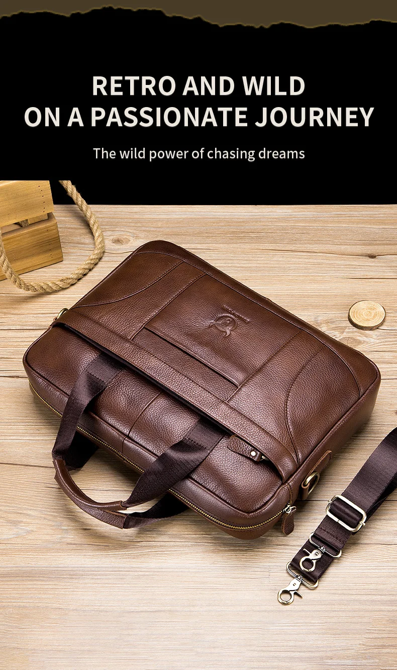 BULLCAPTAIN Men Briefcase Famous Brand Leather Shoulder Messenger Bags Office Handbag 14 Inch Laptop Bag High Quality