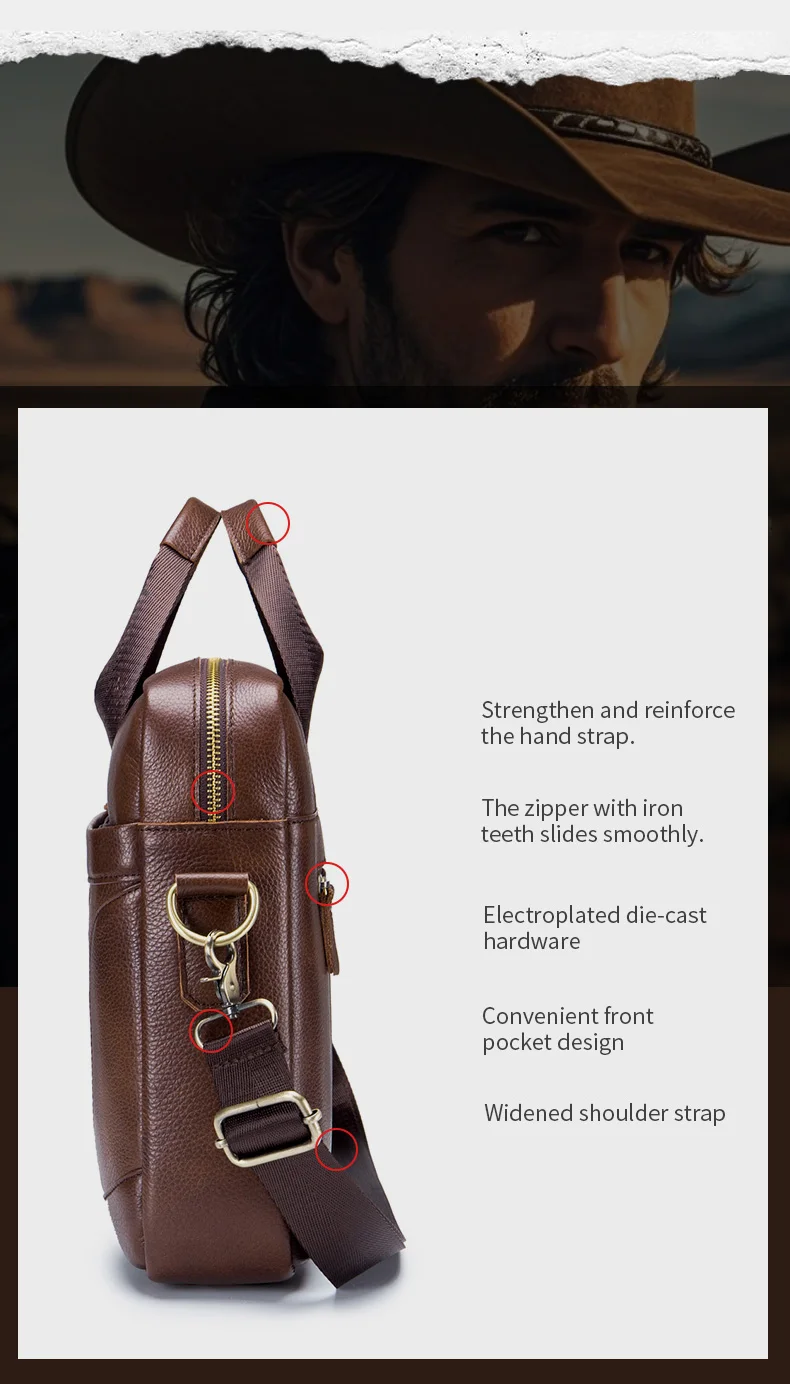 BULLCAPTAIN Men Briefcase Famous Brand Leather Shoulder Messenger Bags Office Handbag 14 Inch Laptop Bag High Quality