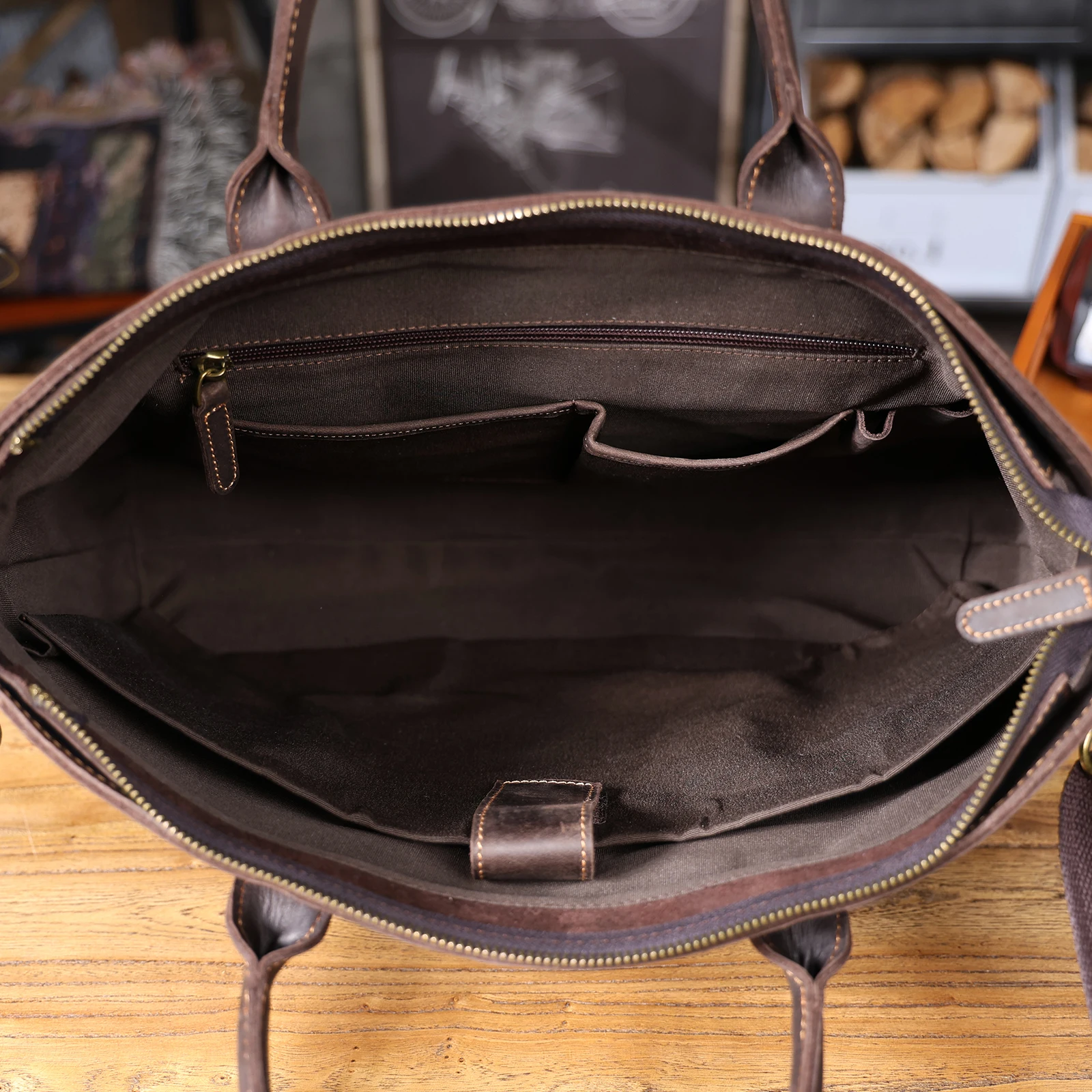 Vintage Genuine Leather Men's Briefcase 16" Laptop Bags Crazy Horse Leather Messenger Handbag Cowhide Idea Gift For Men