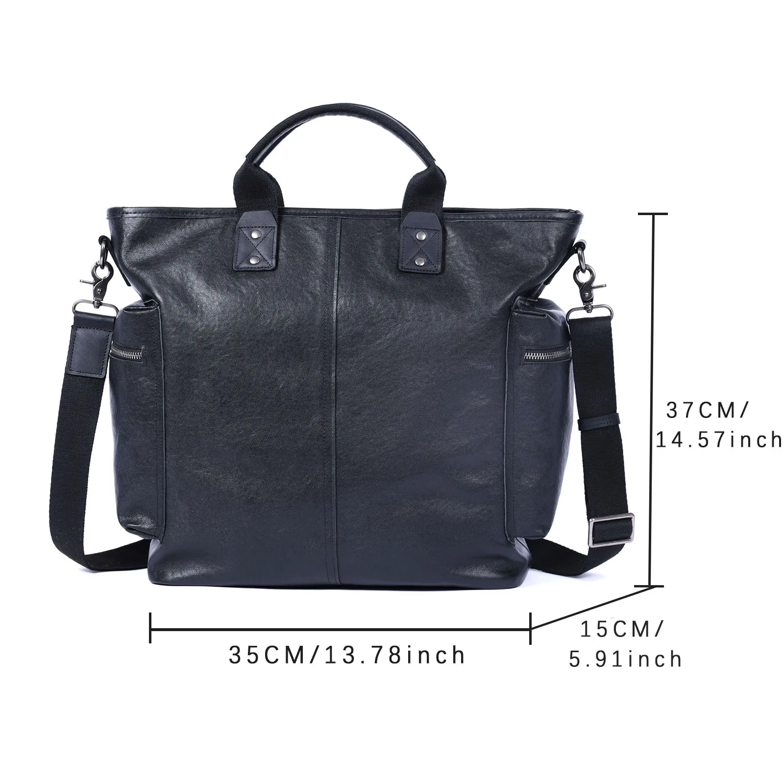 Genuine Leather Men's Brifecase 15 Inch Laptop Bags Simple Cowhide HandBag Vegetable-tanned Leather Fashion Casual Style