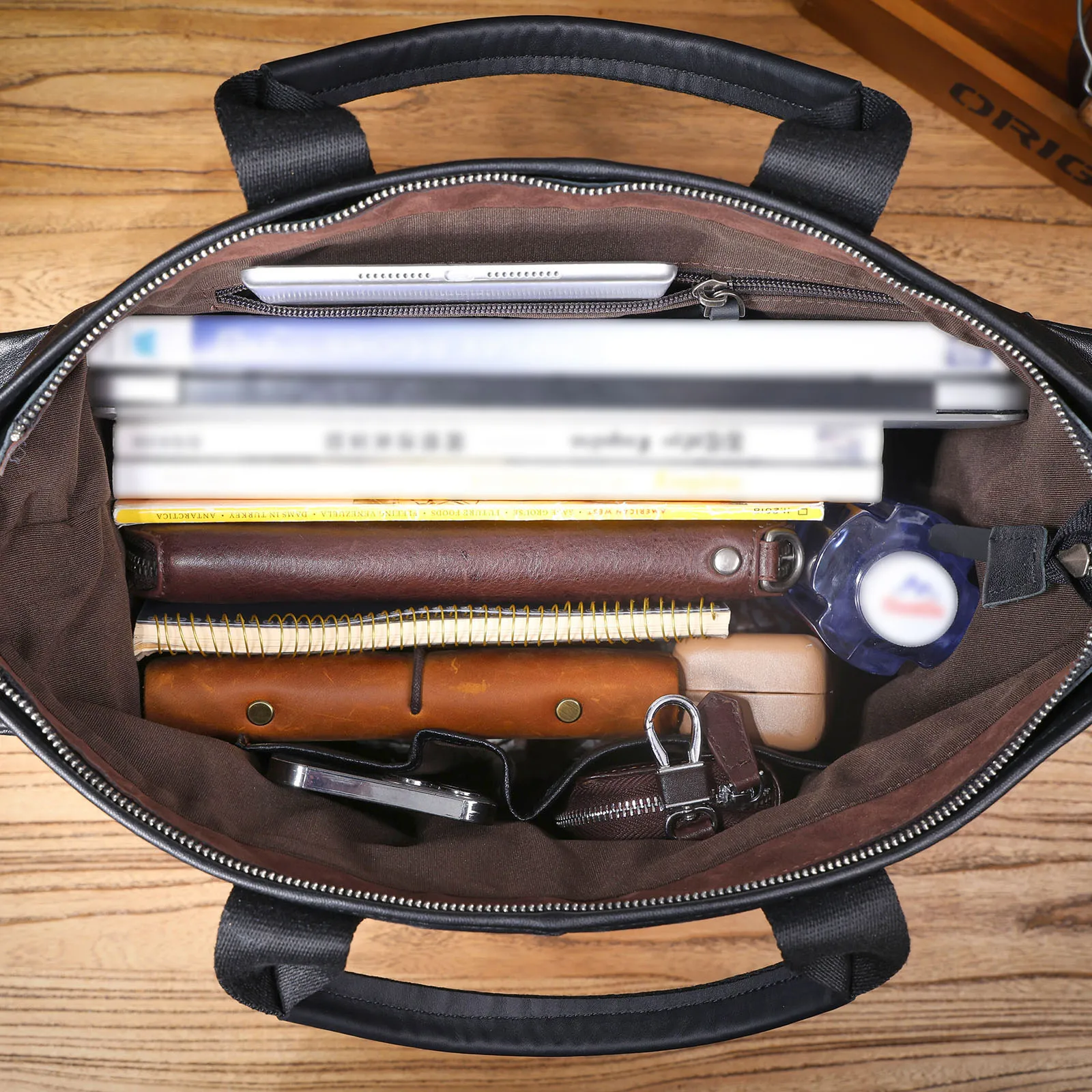Genuine Leather Men's Brifecase 15 Inch Laptop Bags Simple Cowhide HandBag Vegetable-tanned Leather Fashion Casual Style