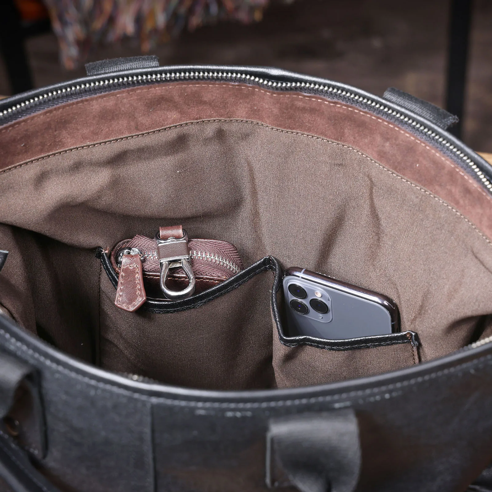Genuine Leather Men's Brifecase 15 Inch Laptop Bags Simple Cowhide HandBag Vegetable-tanned Leather Fashion Casual Style