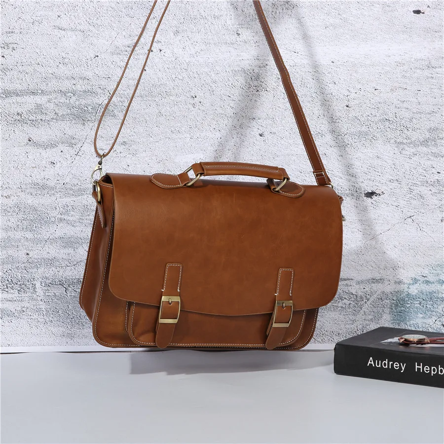 GUMST Men's Briefcase Handbag Crazy Horse Pu Leather Messenger Travel Bag Business Men Tote Bags Man Casual Crossbody Briefcases