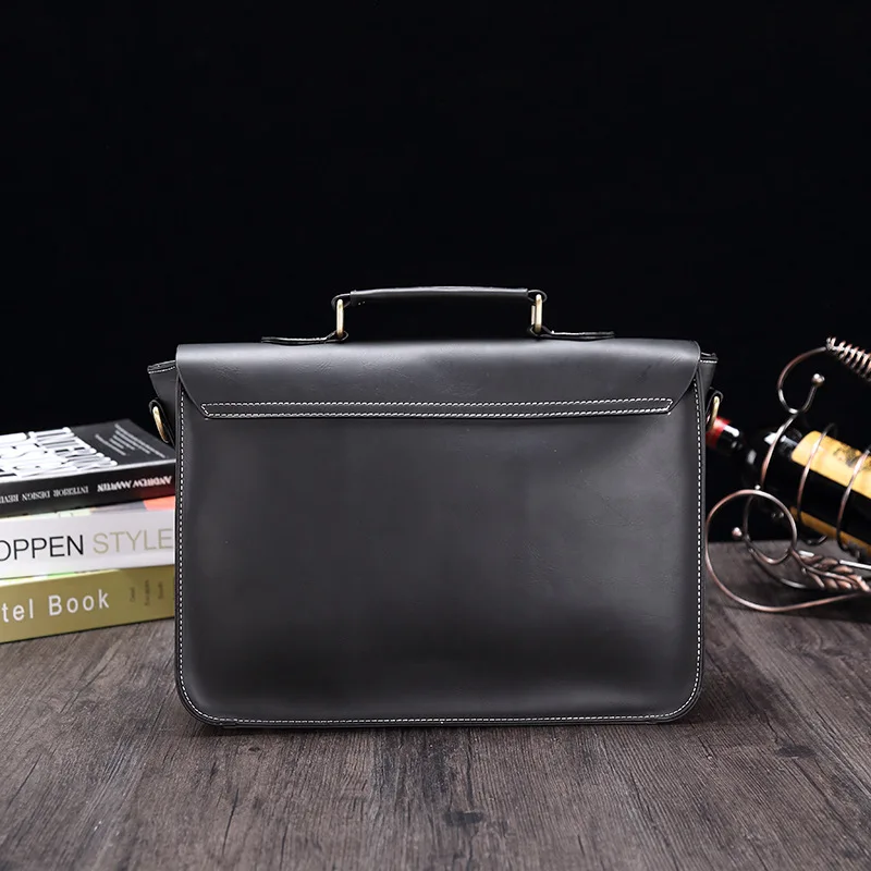 GUMST Men's Briefcase Handbag Crazy Horse Pu Leather Messenger Travel Bag Business Men Tote Bags Man Casual Crossbody Briefcases