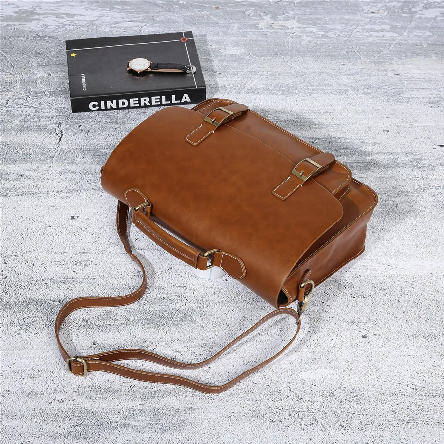 GUMST Men's Briefcase Handbag Crazy Horse Pu Leather Messenger Travel Bag Business Men Tote Bags Man Casual Crossbody Briefcases