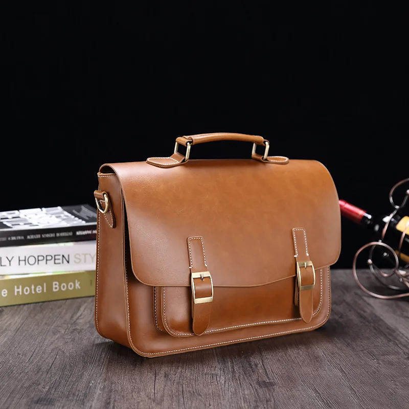 GUMST Men's Briefcase Handbag Crazy Horse Pu Leather Messenger Travel Bag Business Men Tote Bags Man Casual Crossbody Briefcases