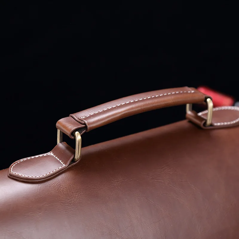 GUMST Men's Briefcase Handbag Crazy Horse Pu Leather Messenger Travel Bag Business Men Tote Bags Man Casual Crossbody Briefcases