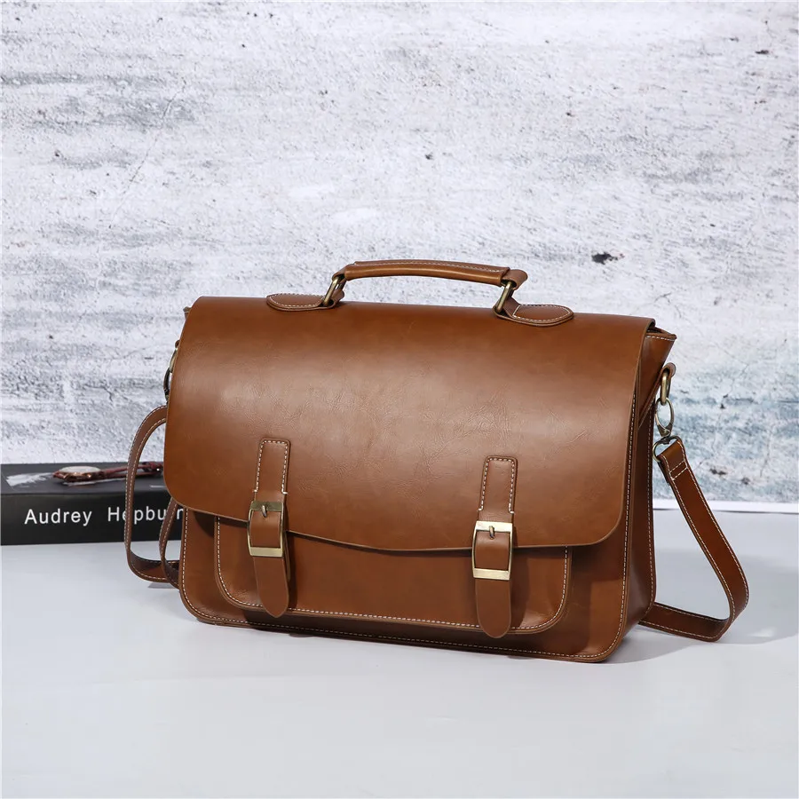 GUMST Men's Briefcase Handbag Crazy Horse Pu Leather Messenger Travel Bag Business Men Tote Bags Man Casual Crossbody Briefcases