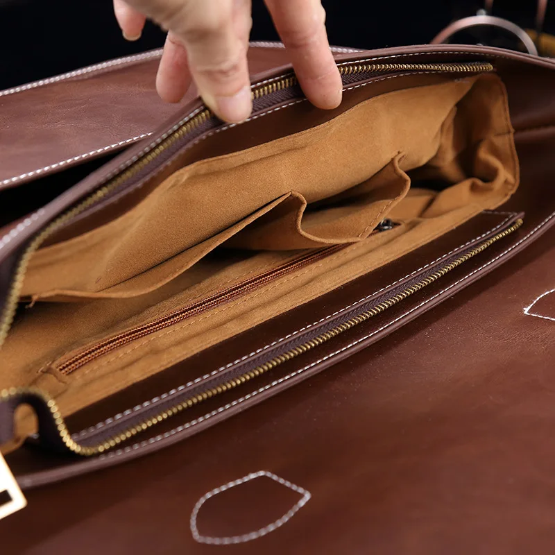 GUMST Men's Briefcase Handbag Crazy Horse Pu Leather Messenger Travel Bag Business Men Tote Bags Man Casual Crossbody Briefcases