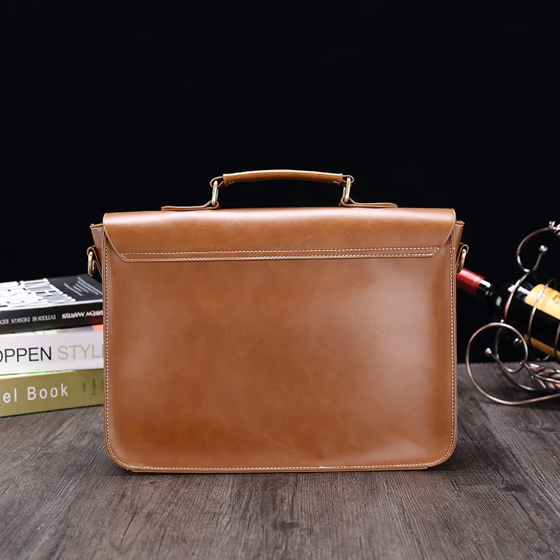 GUMST Men's Briefcase Handbag Crazy Horse Pu Leather Messenger Travel Bag Business Men Tote Bags Man Casual Crossbody Briefcases