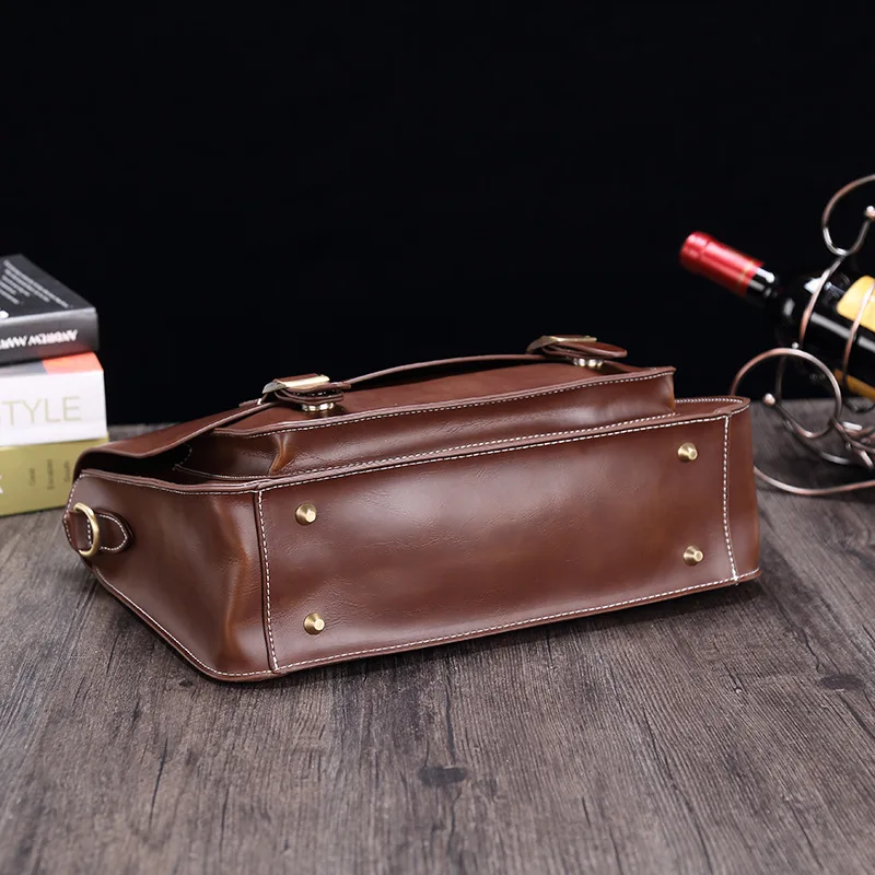 GUMST Men's Briefcase Handbag Crazy Horse Pu Leather Messenger Travel Bag Business Men Tote Bags Man Casual Crossbody Briefcases