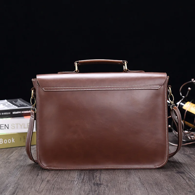 GUMST Men's Briefcase Handbag Crazy Horse Pu Leather Messenger Travel Bag Business Men Tote Bags Man Casual Crossbody Briefcases