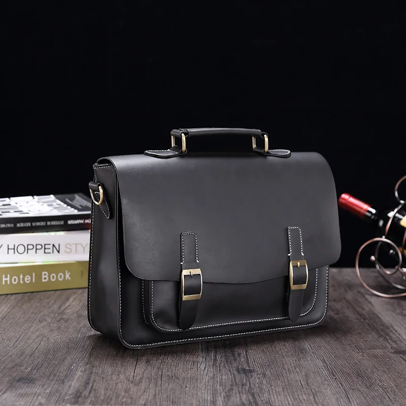 GUMST Men's Briefcase Handbag Crazy Horse Pu Leather Messenger Travel Bag Business Men Tote Bags Man Casual Crossbody Briefcases
