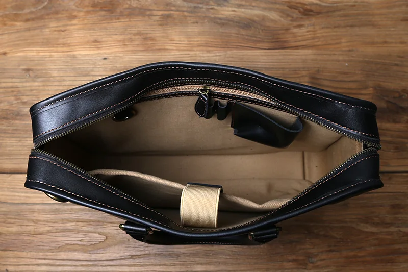 NZPJ Men's Briefcase Leather Handbag Retro Top Layer Cowhide Laptop Bag Crazy Horse Leather Shoulder Messenger Bag Luxury Bag