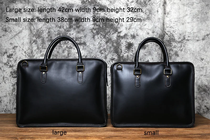 NZPJ Men's Briefcase Leather Handbag Retro Top Layer Cowhide Laptop Bag Crazy Horse Leather Shoulder Messenger Bag Luxury Bag