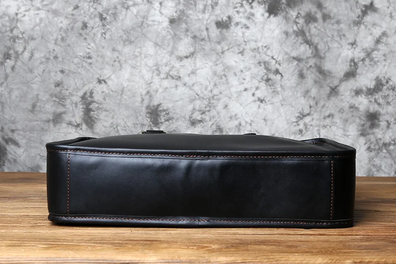 NZPJ Men's Briefcase Leather Handbag Retro Top Layer Cowhide Laptop Bag Crazy Horse Leather Shoulder Messenger Bag Luxury Bag