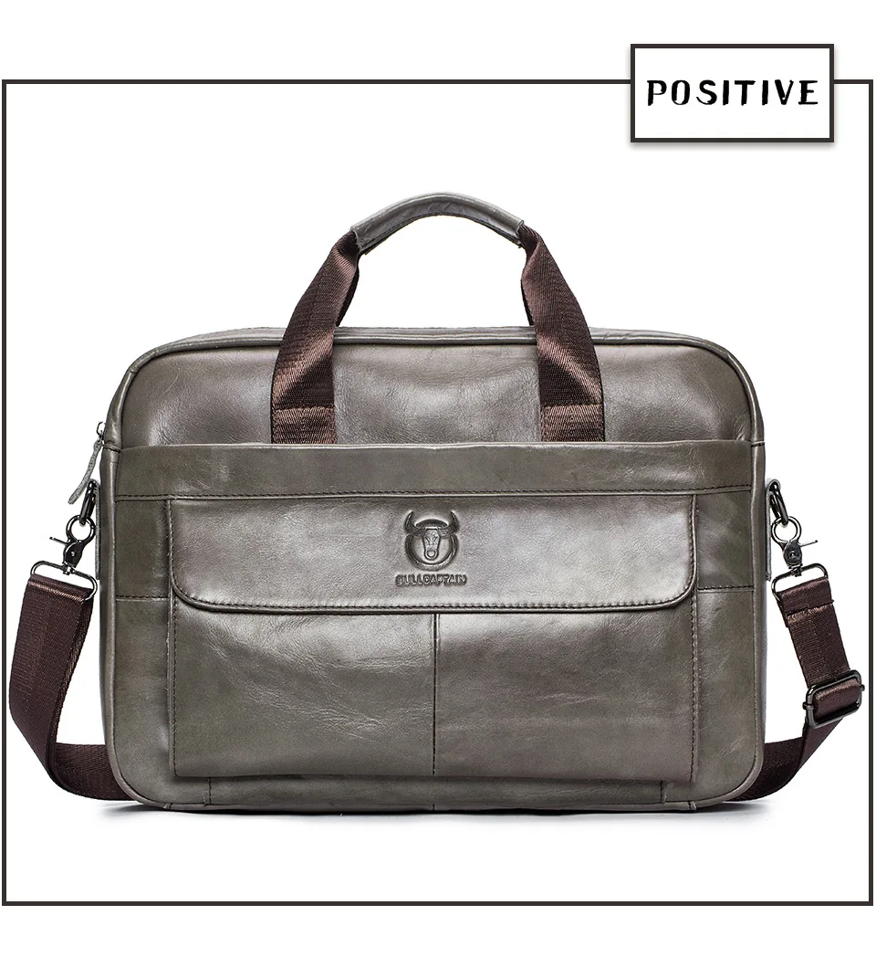 BULLCAPTAIN Men's Bag Genuine Leather Men Briefcase for Laptop 14 Messenger Men's Leather Bag Business Portfolio for Document A4