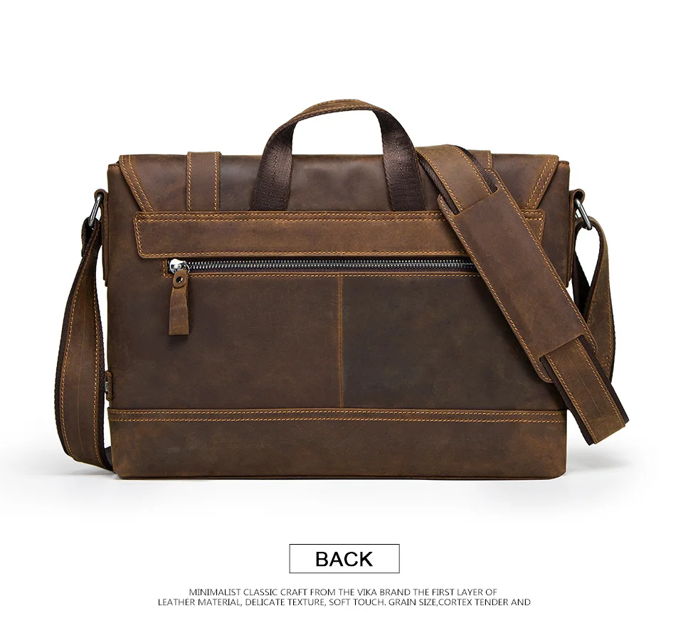 CONTACT'S crazy horse genuine leather men's bag vintage man shoulder bags for laptop messenger bags male bolsa crossbody handbag