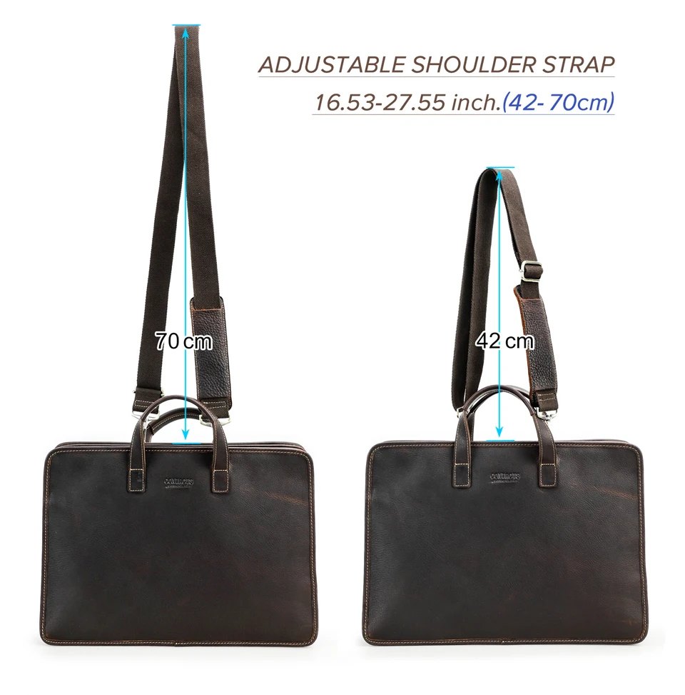 CONTACT'S Genuine Leather Sling Briefcase for Men Business Bags Male Shoulder Bag Men's Bag Tote Laptop Bags for 16" Macbook Pro