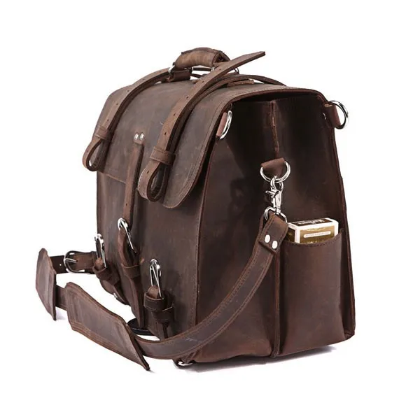 Vintage Crazy Horse Genuine Leather Men Briefcase Business Bag Large Leather Briefcase Male 17' Laptop Case Shoulder Bag Office