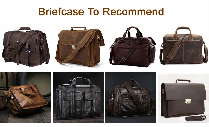 Vintage Crazy Horse Genuine Leather Men Briefcase Business Bag Large Leather Briefcase Male 17' Laptop Case Shoulder Bag Office