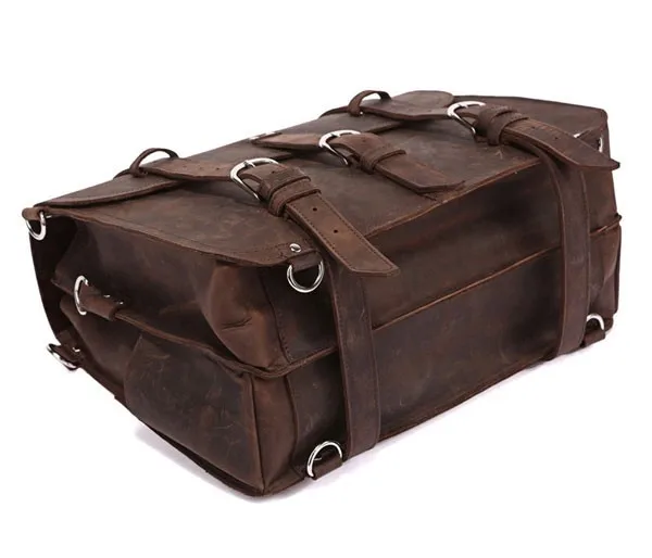 Vintage Crazy Horse Genuine Leather Men Briefcase Business Bag Large Leather Briefcase Male 17' Laptop Case Shoulder Bag Office
